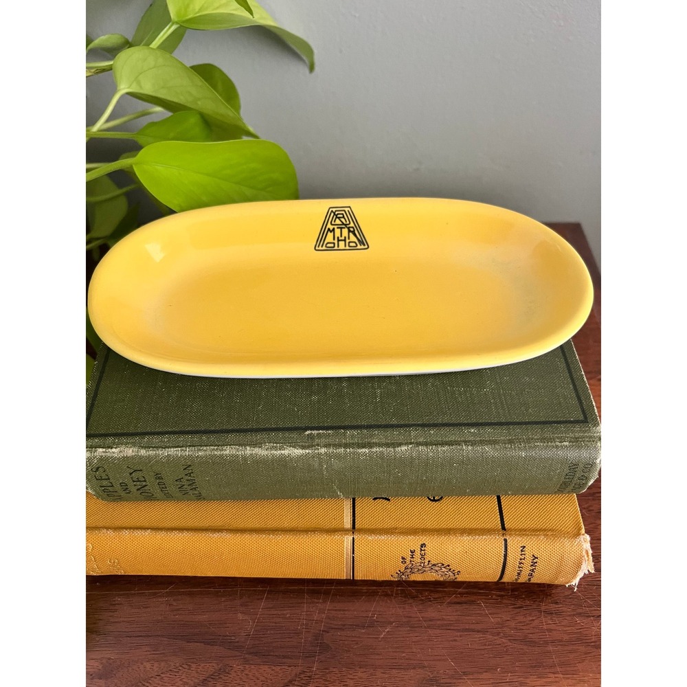 Northmoor Country Club Shenango China Yellow Butter Dish 7.5 Inch Vintage